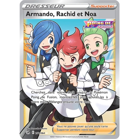 Armando, Rachid et Noa 258/264 : Joyau Ultra rare de l'extension Pokémon Poing de Fusion