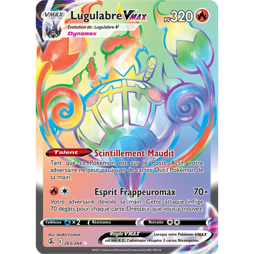 Carte Lugulabre - Arc-en-ciel rare de Pokémon Poing de Fusion 265/264