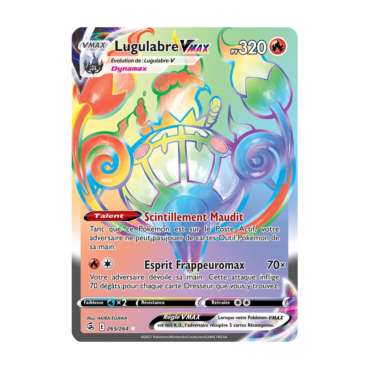 Carte Lugulabre - Arc-en-ciel rare de Pokémon Poing de Fusion 265/264