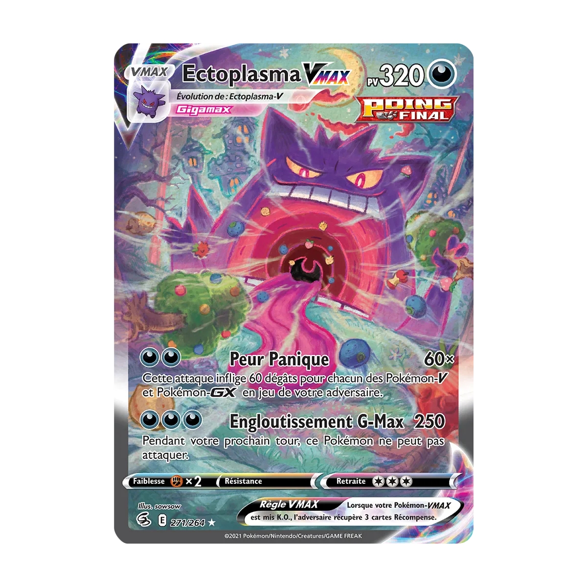 Carte Ectoplasma - Secrète rare de Pokémon Poing de Fusion 271/264