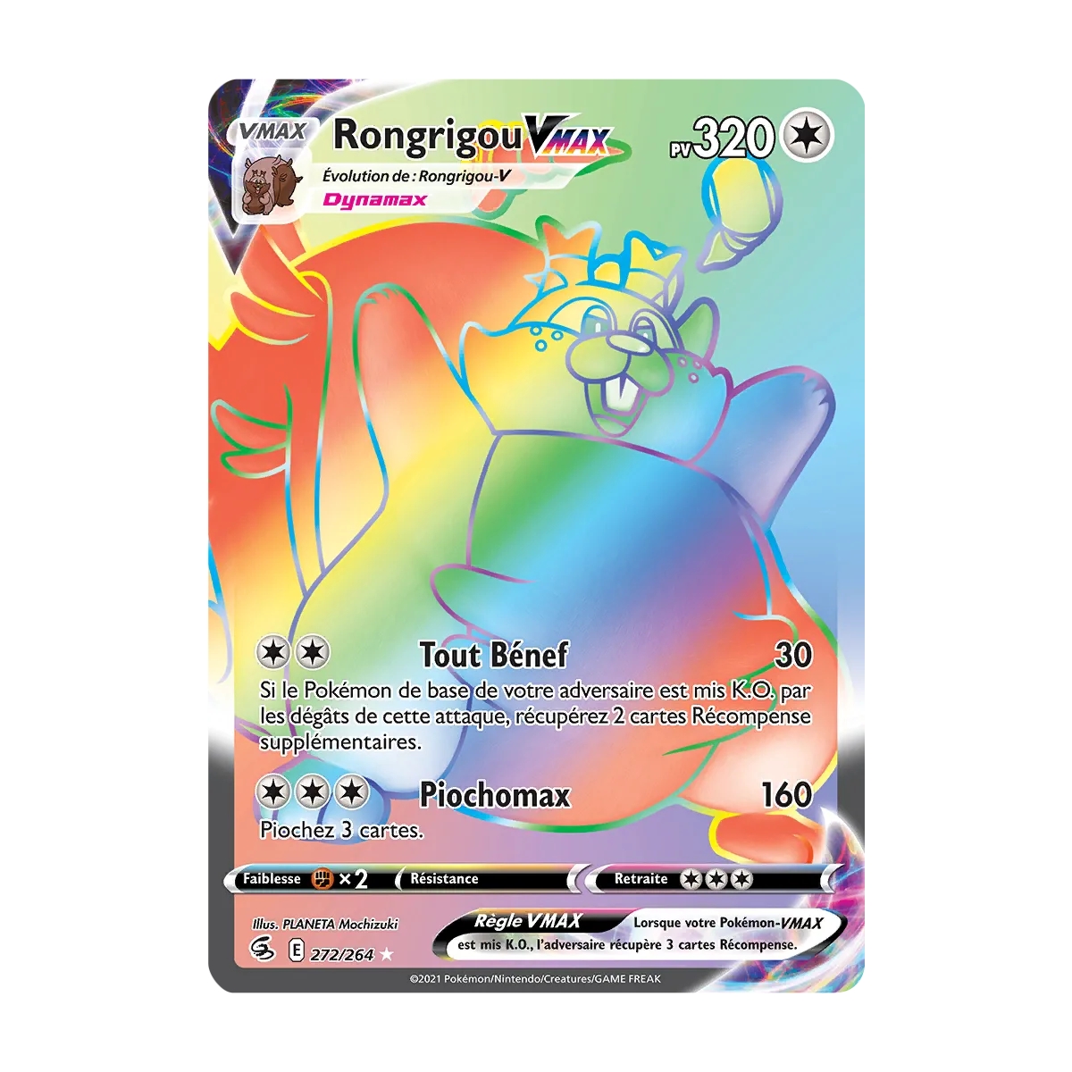 Rongrigou 272/264 : Joyau Arc-en-ciel rare de l'extension Pokémon Poing de Fusion