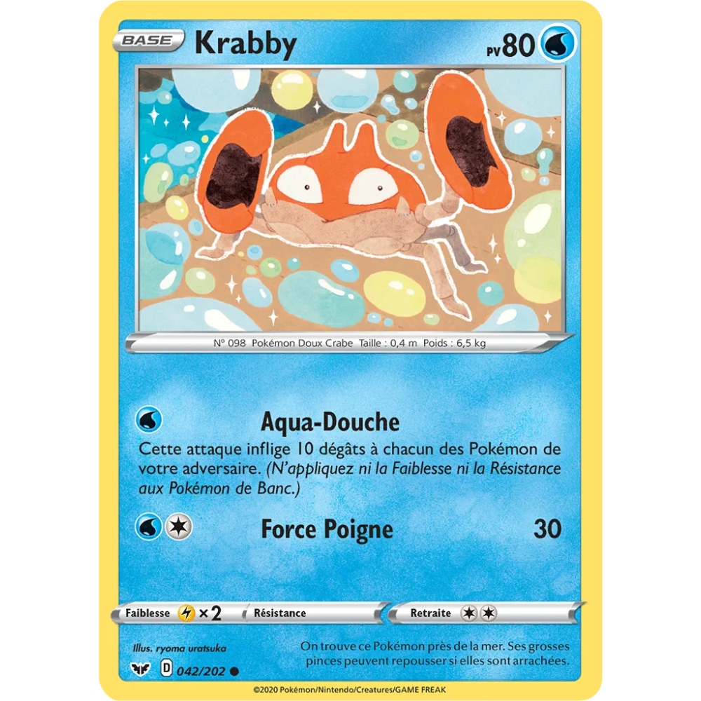 Krabby 042/202 : Joyau Commune (Brillante) de l'extension Pokémon Épée et Bouclier