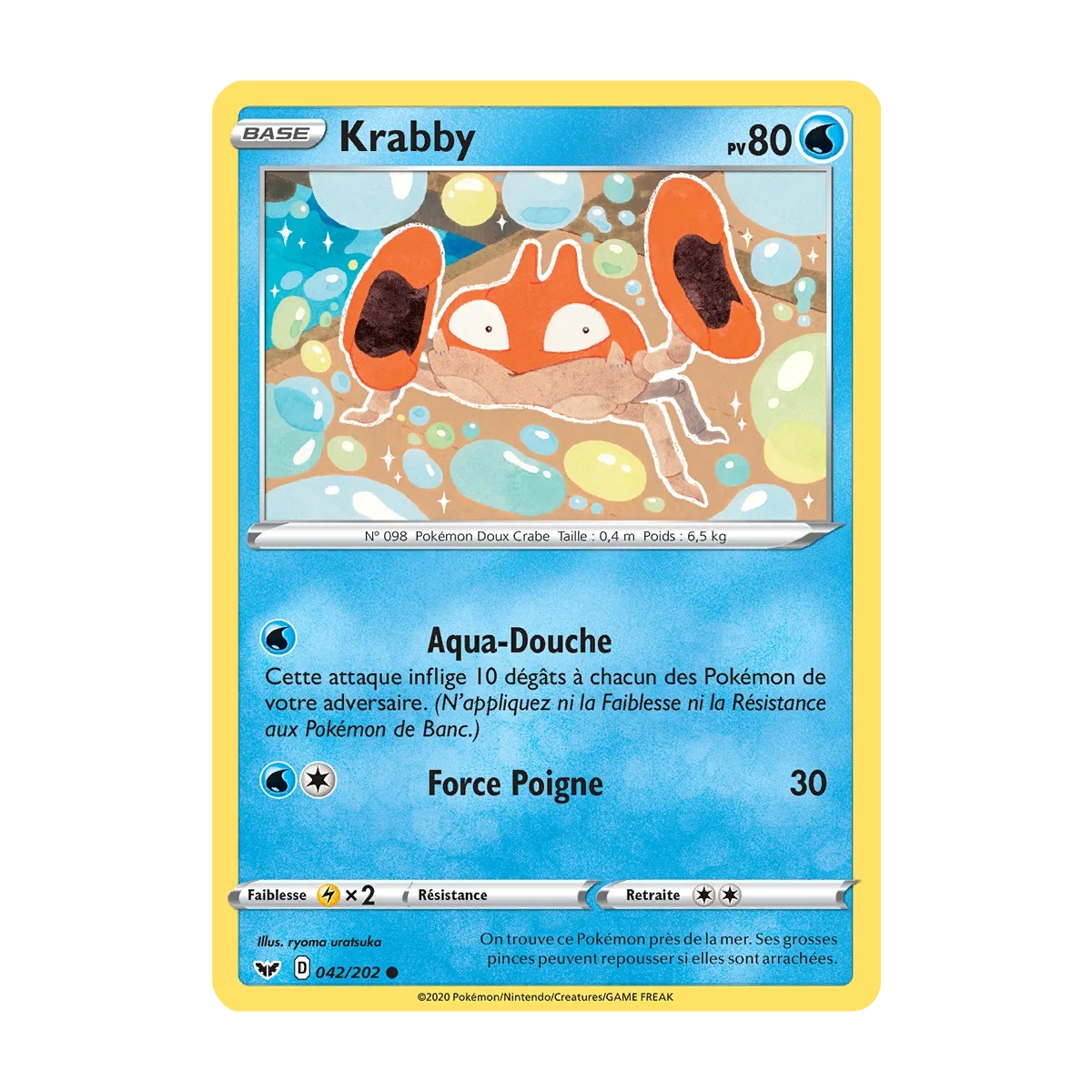 Krabby 042/202 : Joyau Commune (Brillante) de l'extension Pokémon Épée et Bouclier