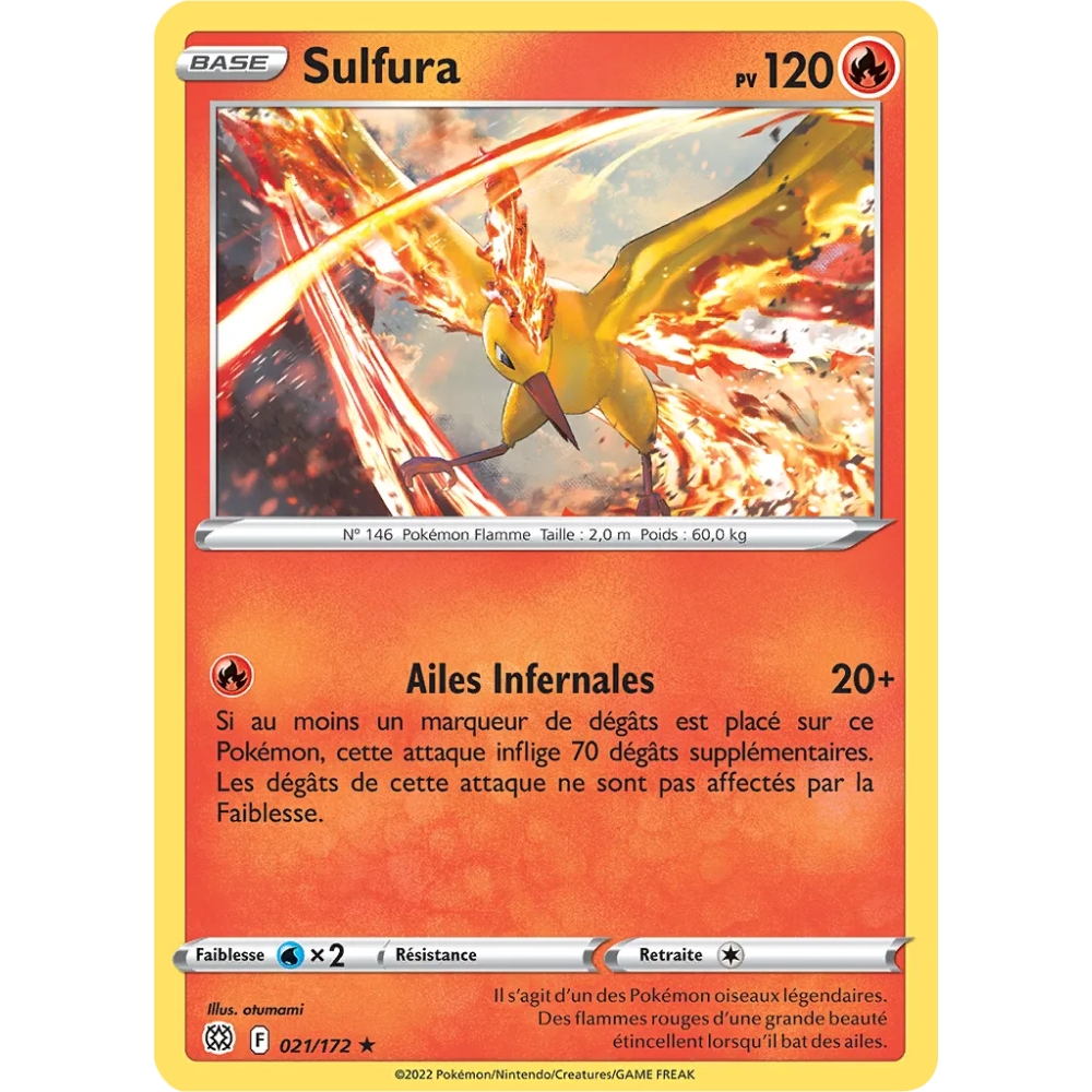 Carte Sulfura Holographique rare de Pokémon Stars Étincelantes 021/172