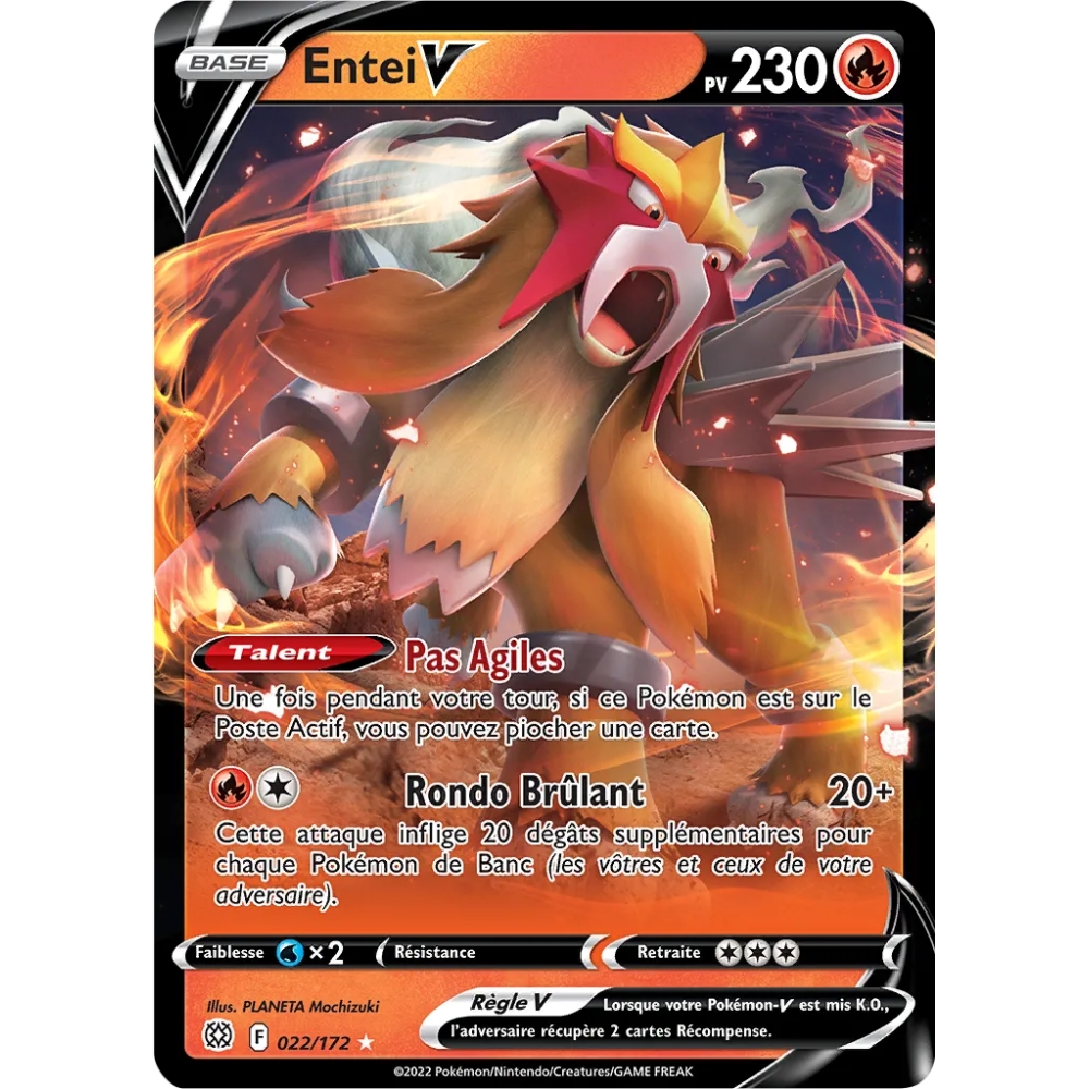 Entei, carte Holographique rare V de la série Stars Étincelantes