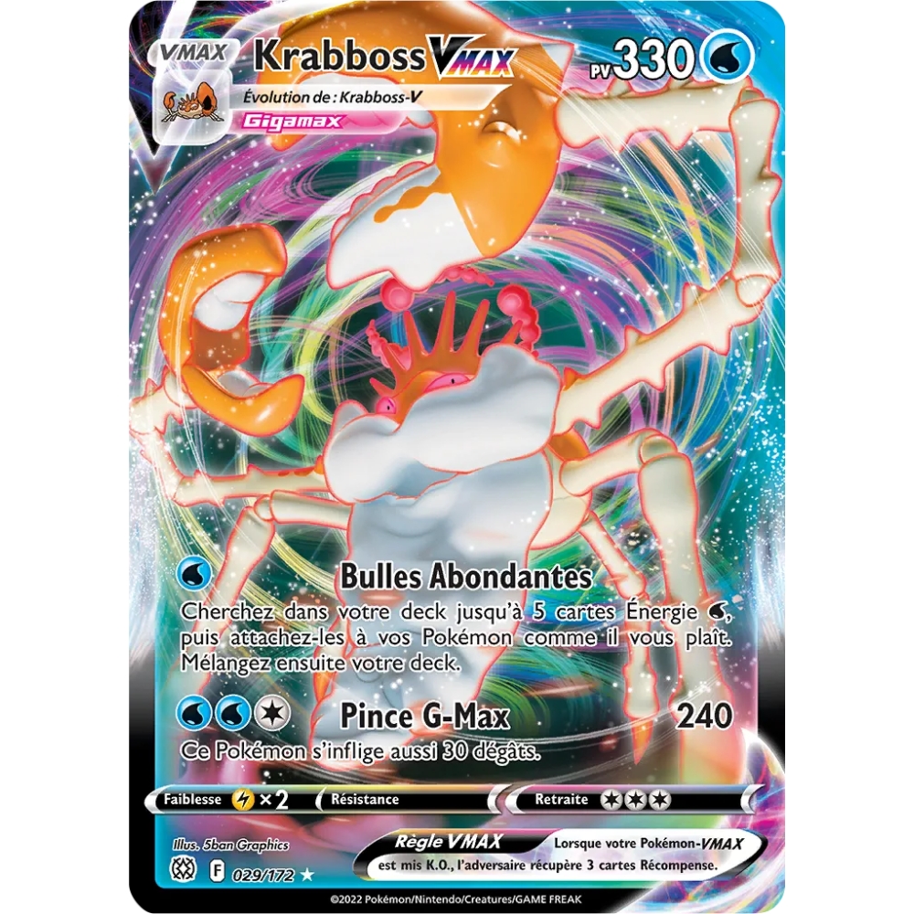 Carte Krabboss - Holographique rare VMAX de Pokémon Stars Étincelantes 029/172