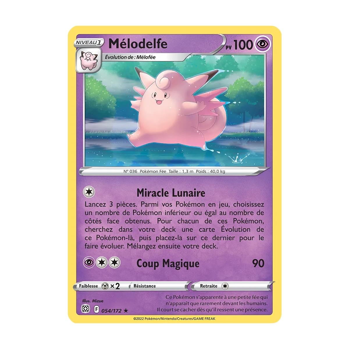 Carte Mélodelfe - Rare (Brillante) de Pokémon Stars Étincelantes 054/172