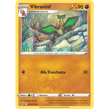 Carte Vibraninf - Peu commune (Brillante) de Pokémon Stars Étincelantes 075/172