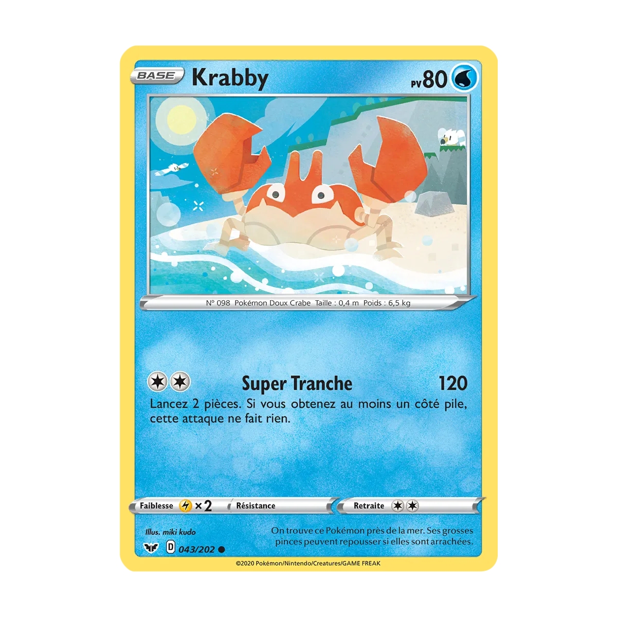 Krabby 043/202 : Joyau Commune (Brillante) de l'extension Pokémon Épée et Bouclier