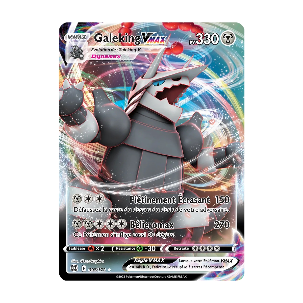 Galeking Holographique rare VMAX de Pokémon Stars Étincelantes 097/172