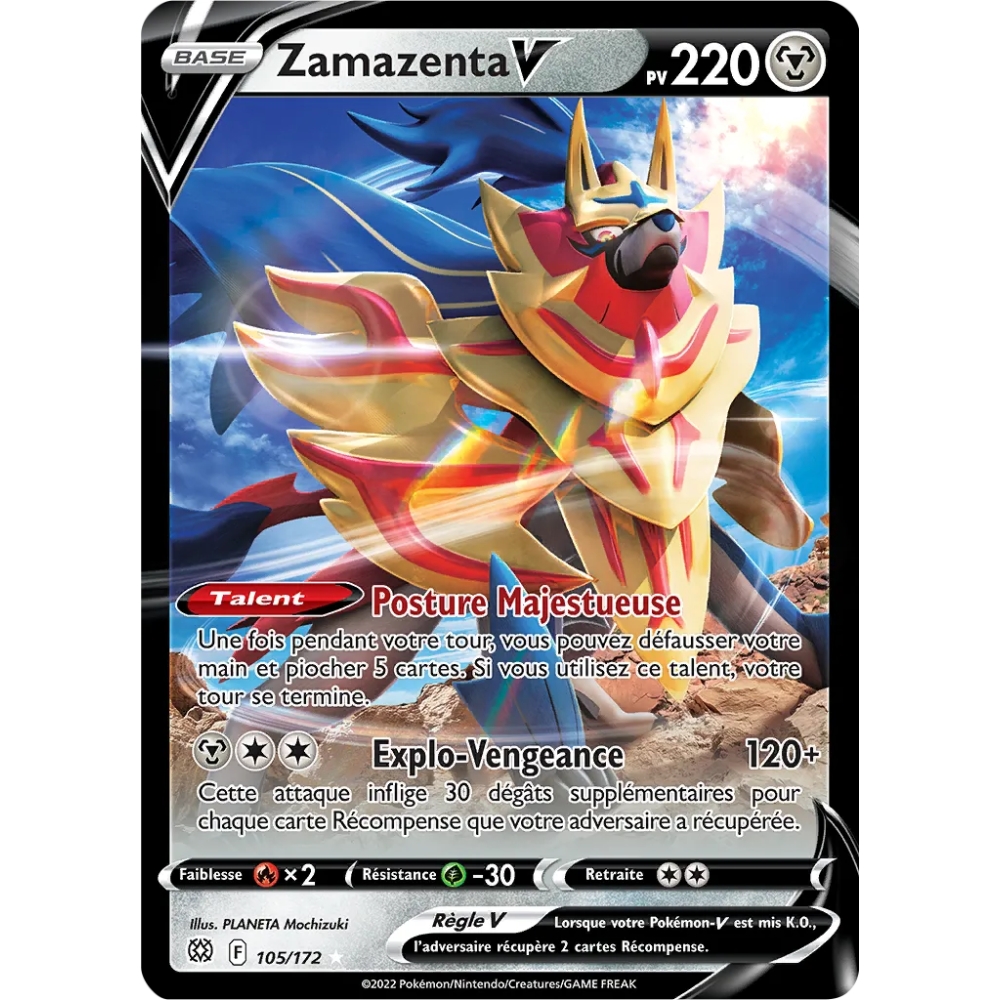 Zamazenta - Holographique rare V de Pokémon Stars Étincelantes 105/172