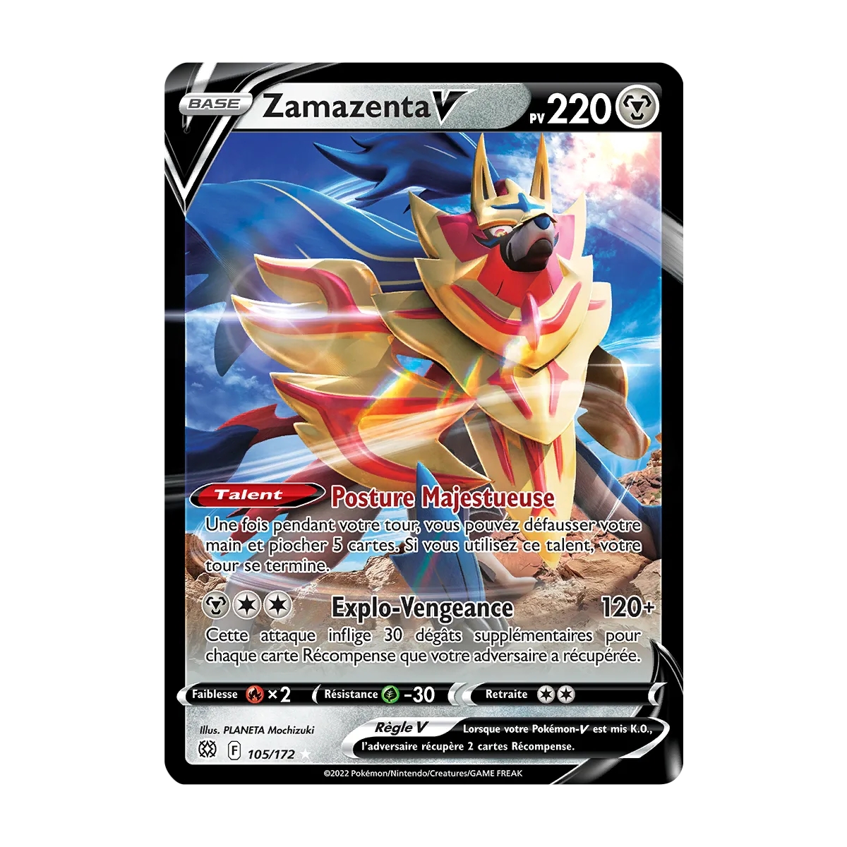 Zamazenta - Holographique rare V de Pokémon Stars Étincelantes 105/172