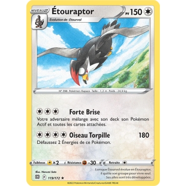 Carte Étouraptor - Rare (Brillante) de Pokémon Stars Étincelantes 119/172