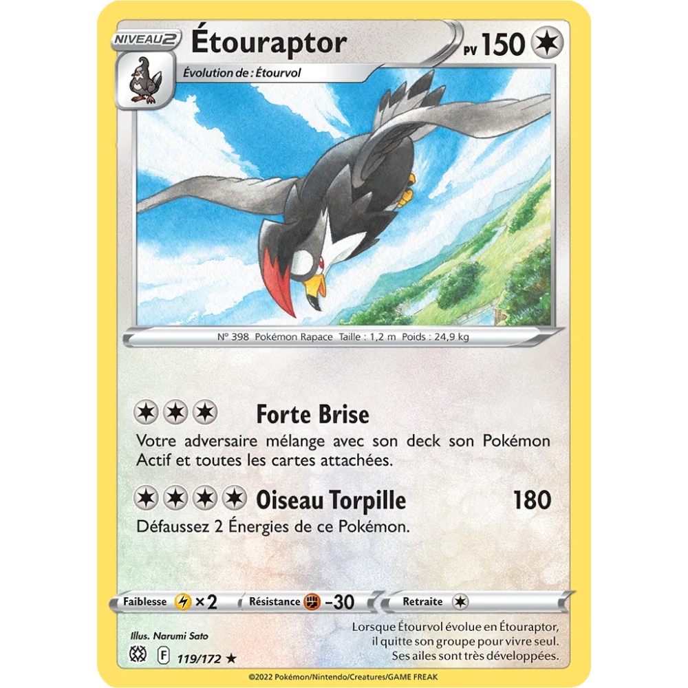 Carte Étouraptor - Rare (Brillante) de Pokémon Stars Étincelantes 119/172