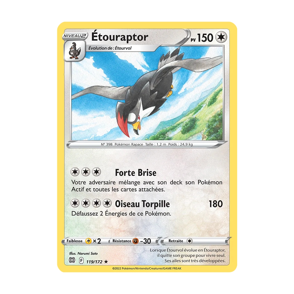 Carte Étouraptor - Rare (Brillante) de Pokémon Stars Étincelantes 119/172