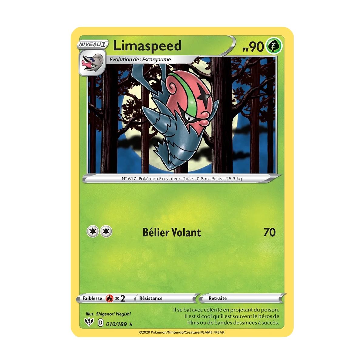 Limaspeed 010/189 : Joyau Rare (Brillante) de l'extension Pokémon Épée et Bouclier Ténèbres Embrasées