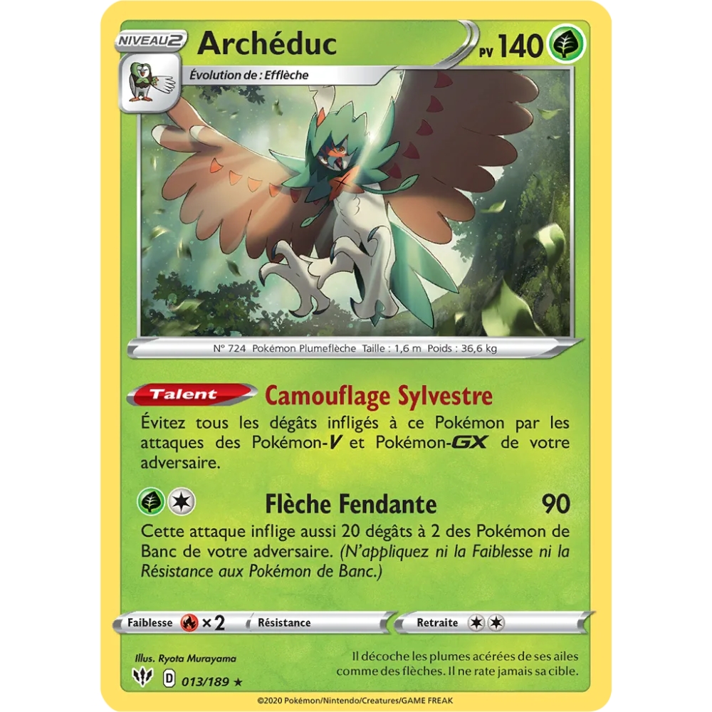 Archéduc 013/189 : Joyau Holographique rare de l'extension Pokémon Épée et Bouclier Ténèbres Embrasées