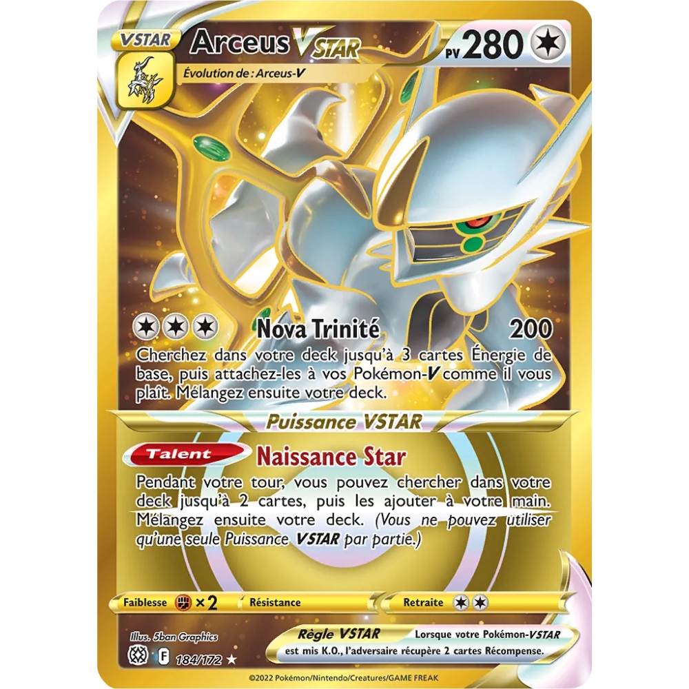 Arceus 184/172 : Joyau Secrète rare de l'extension Pokémon Stars Étincelantes