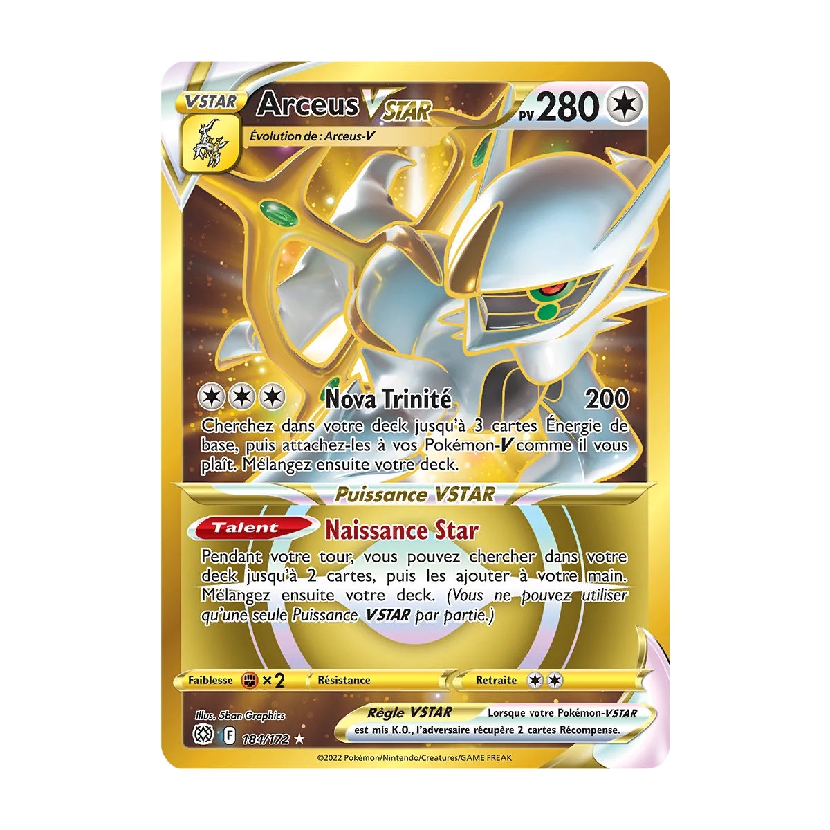 Arceus 184/172 : Joyau Secrète rare de l'extension Pokémon Stars Étincelantes