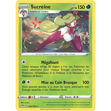 Carte Sucreine - Rare (Brillante) de Pokémon Épée et Bouclier Ténèbres Embrasées 016/189