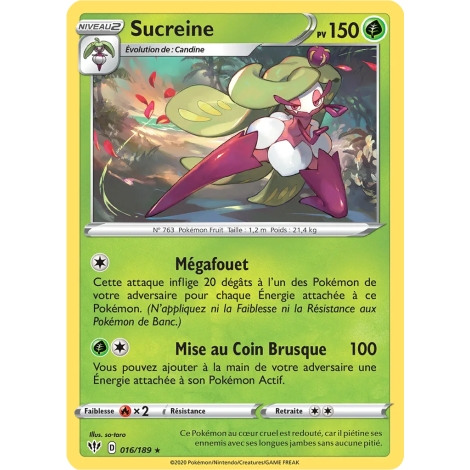 Carte Sucreine - Rare (Brillante) de Pokémon Épée et Bouclier Ténèbres Embrasées 016/189