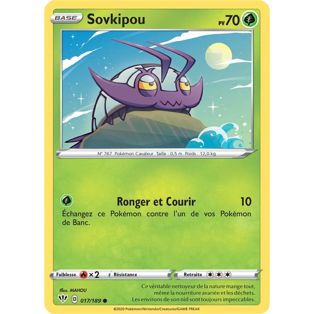 Sovkipou 017/189 : Joyau Commune (Brillante) de l'extension Pokémon Épée et Bouclier Ténèbres Embrasées