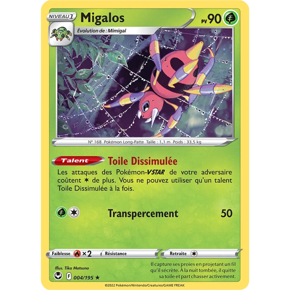 Migalos, carte Holographique rare de la série Tempête Argentée