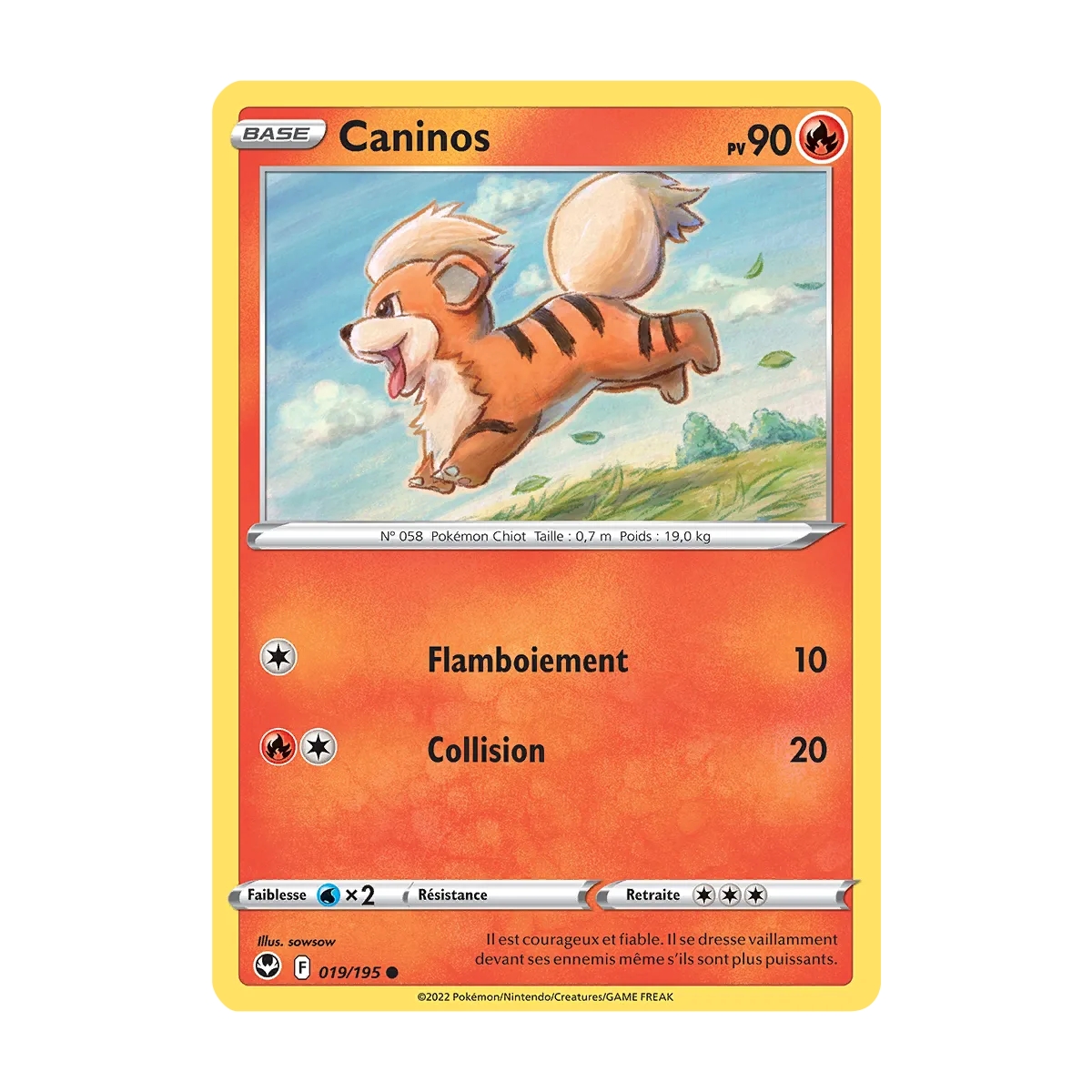 Caninos 019/195 : Joyau Commune (Brillante) de l'extension Pokémon Tempête Argentée