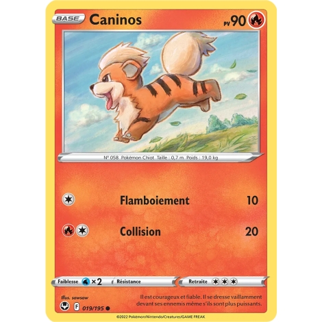 Caninos 019/195 : Joyau Commune (Brillante) de l'extension Pokémon Tempête Argentée