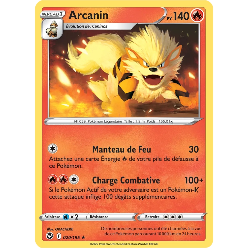 Carte Arcanin - Rare (Brillante) de Pokémon Tempête Argentée 020/195