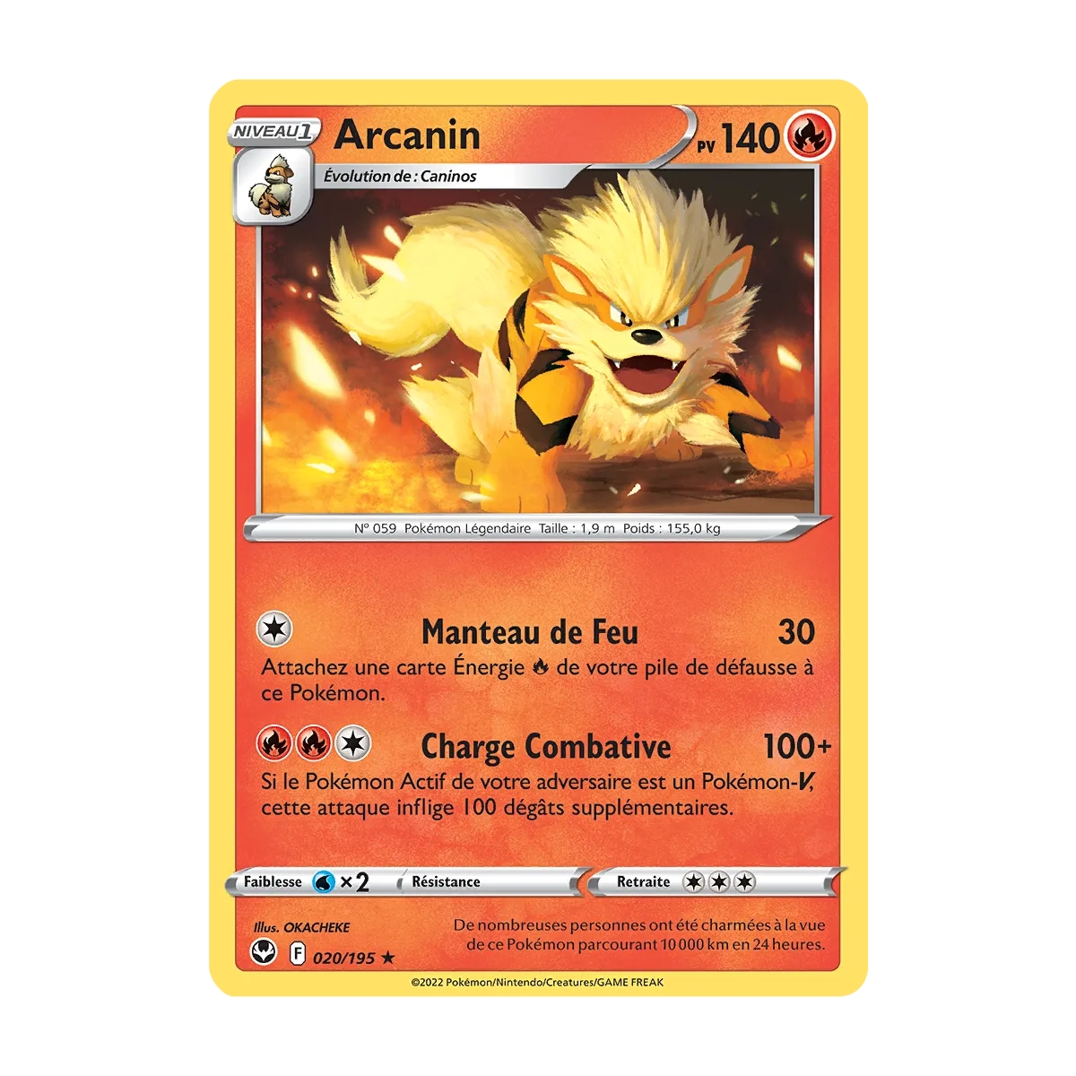 Carte Arcanin - Rare (Brillante) de Pokémon Tempête Argentée 020/195