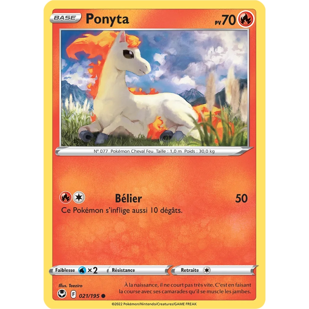 Ponyta 021/195 : Joyau Commune (Brillante) de l'extension Pokémon Tempête Argentée