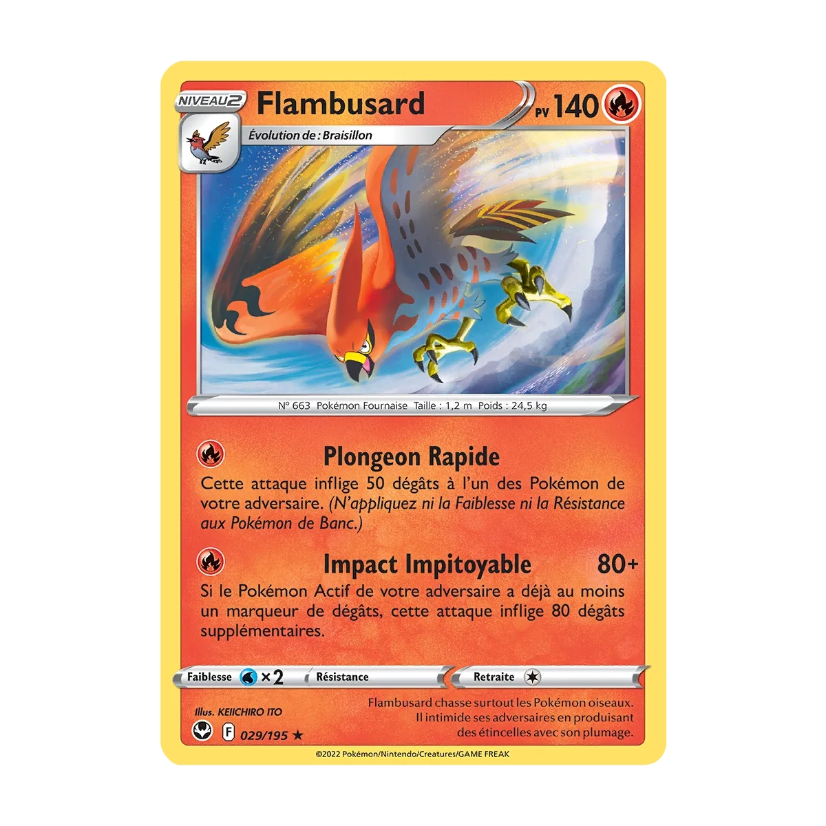 Flambusard 029/195 : Joyau Rare (Brillante) de l'extension Pokémon Tempête Argentée