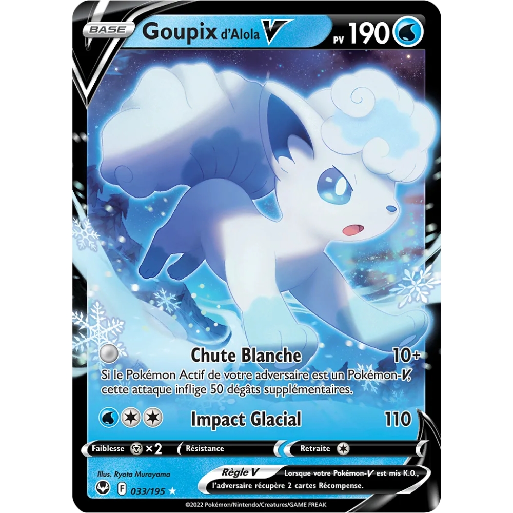 Goupix d'Alola  rare V de Pokémon Tempête Argentée 033/195