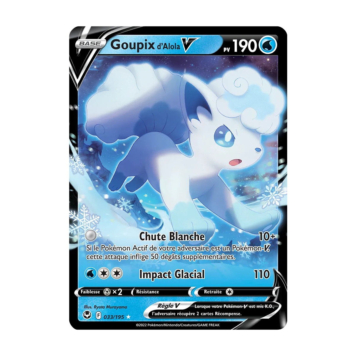 Goupix d'Alola  rare V de Pokémon Tempête Argentée 033/195