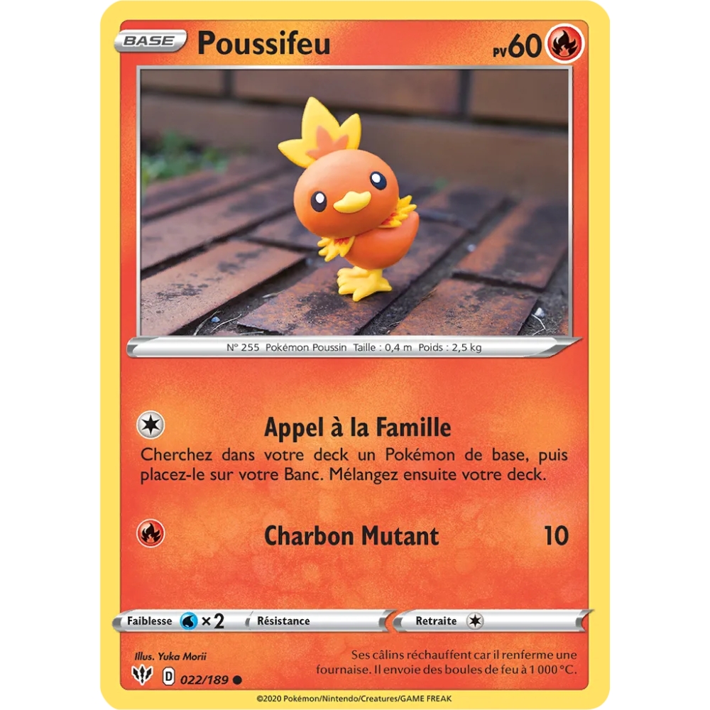 Carte Poussifeu - Commune (Brillante) de Pokémon Épée et Bouclier Ténèbres Embrasées 022/189