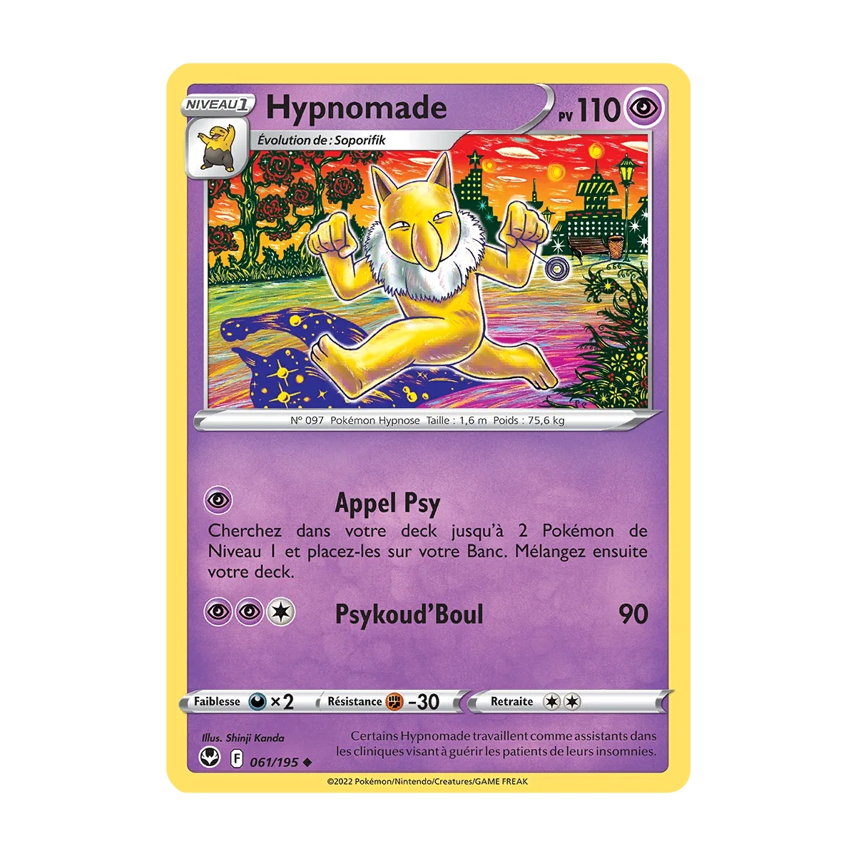 Hypnomade 061/195 : Joyau Peu commune (Brillante) de l'extension Pokémon Tempête Argentée