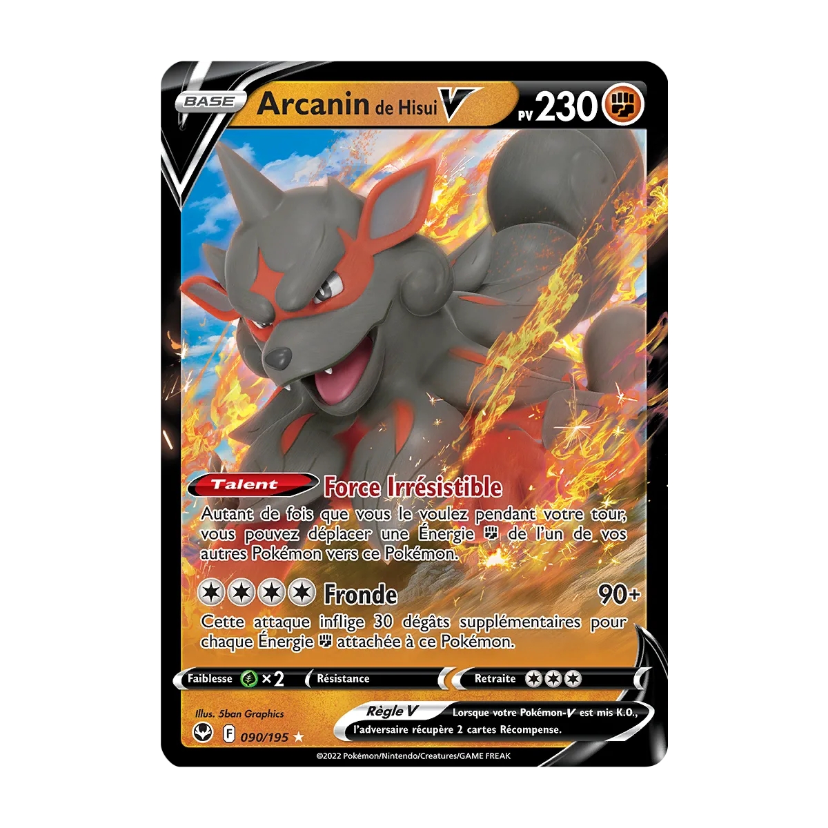 Arcanin de Hisui 090/195 V de l'extension Pokémon Tempête Argentée