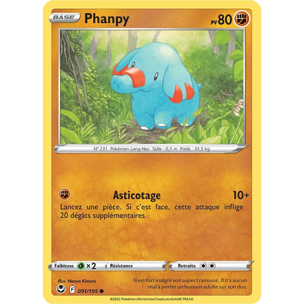 Phanpy 091/195 : Joyau Commune (Brillante) de l'extension Pokémon Tempête Argentée