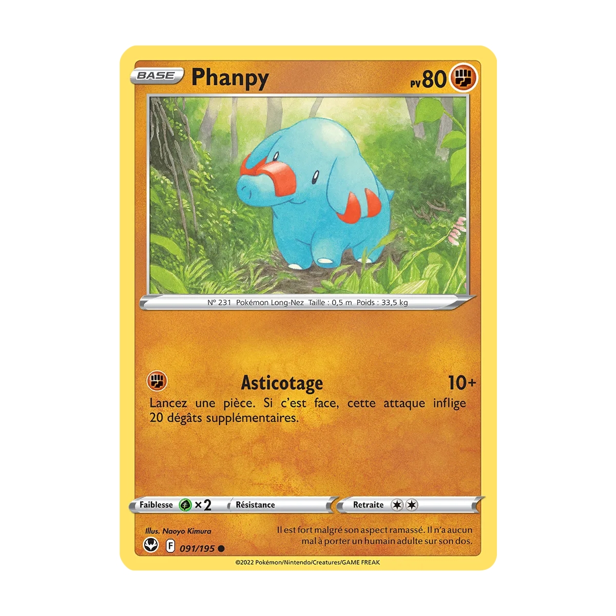 Phanpy 091/195 : Joyau Commune (Brillante) de l'extension Pokémon Tempête Argentée