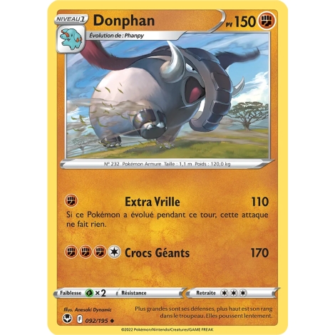 Carte Donphan - Peu commune (Brillante) de Pokémon Tempête Argentée 092/195