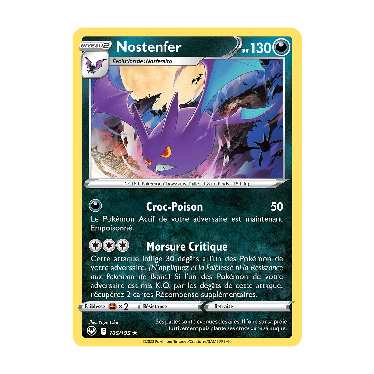 Nostenfer 105/195 rare de l'extension Pokémon Tempête Argentée