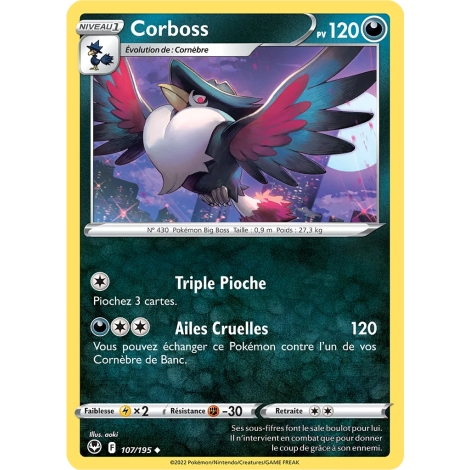 Corboss 107/195 : Joyau Peu commune (Brillante) de l'extension Pokémon Tempête Argentée