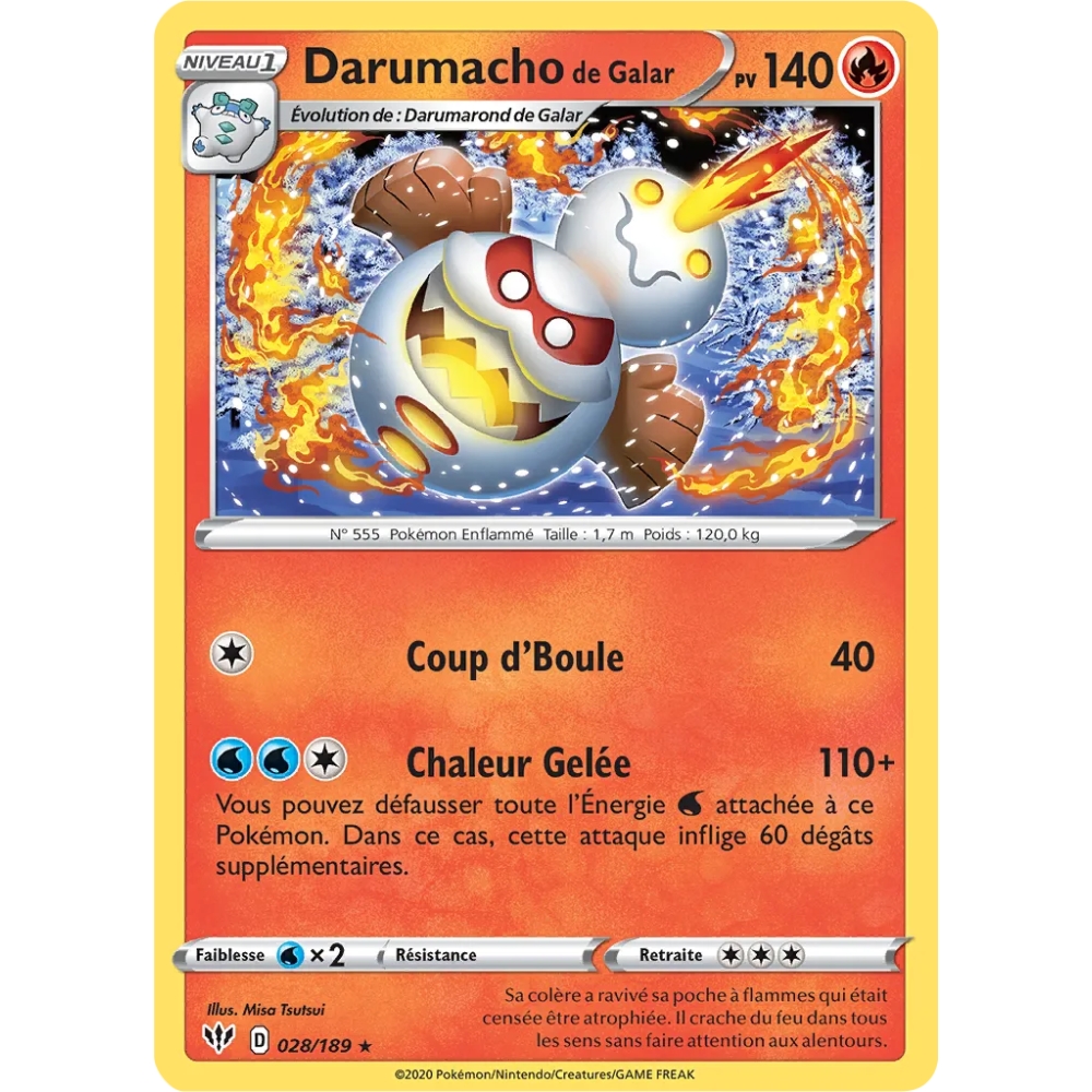 Darumacho de Galar 028/189 : Joyau Rare (Brillante) de l'extension Pokémon Épée et Bouclier Ténèbres Embrasées