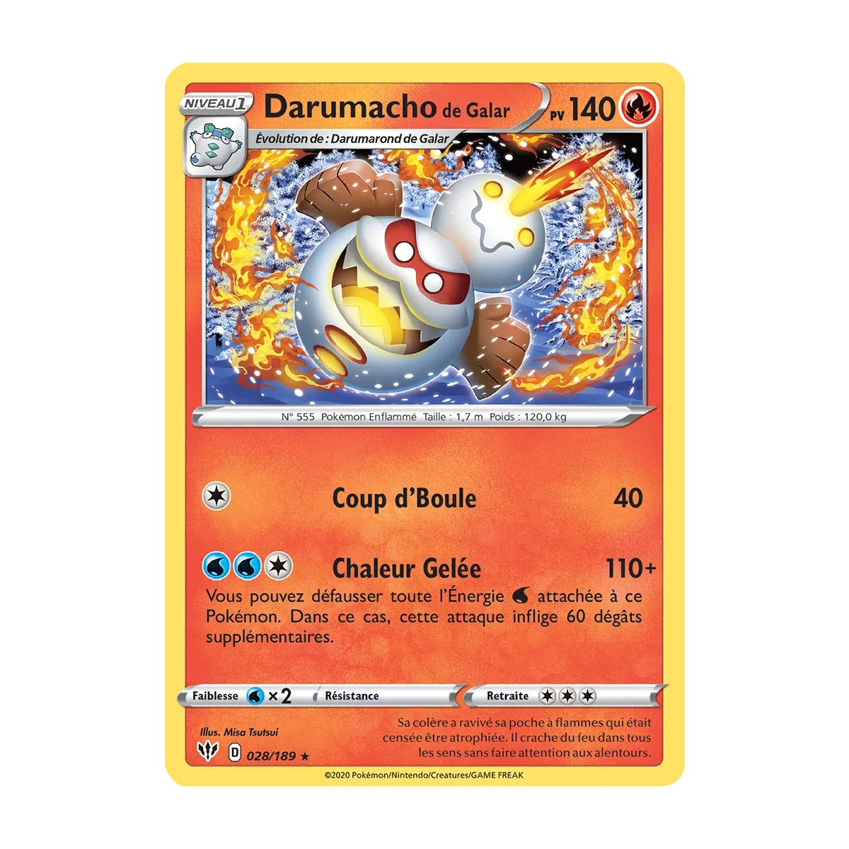 Darumacho de Galar 028/189 : Joyau Rare (Brillante) de l'extension Pokémon Épée et Bouclier Ténèbres Embrasées