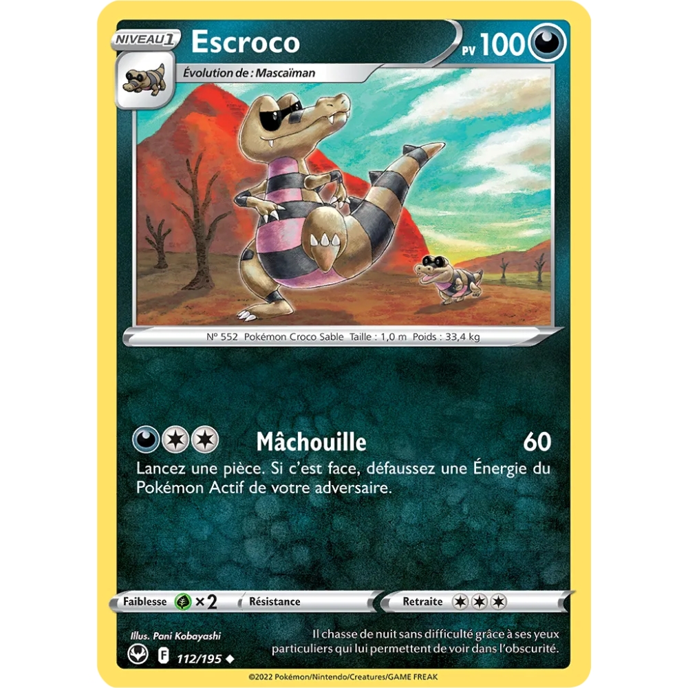 Escroco 112/195 : Joyau Peu commune (Brillante) de l'extension Pokémon Tempête Argentée