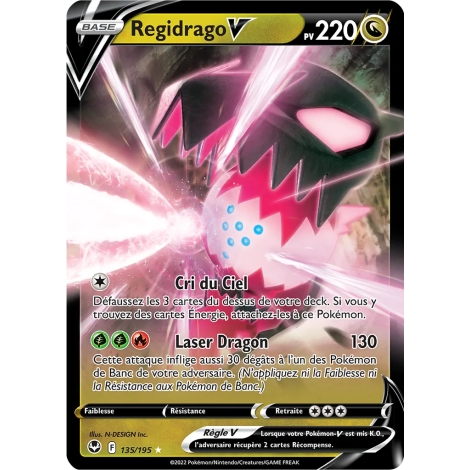 Regidrago 135/195 rare V de l'extension Pokémon Tempête Argentée