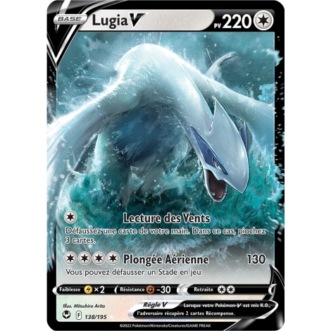 Lugia, carte Holographique rare V de la série Tempête Argentée