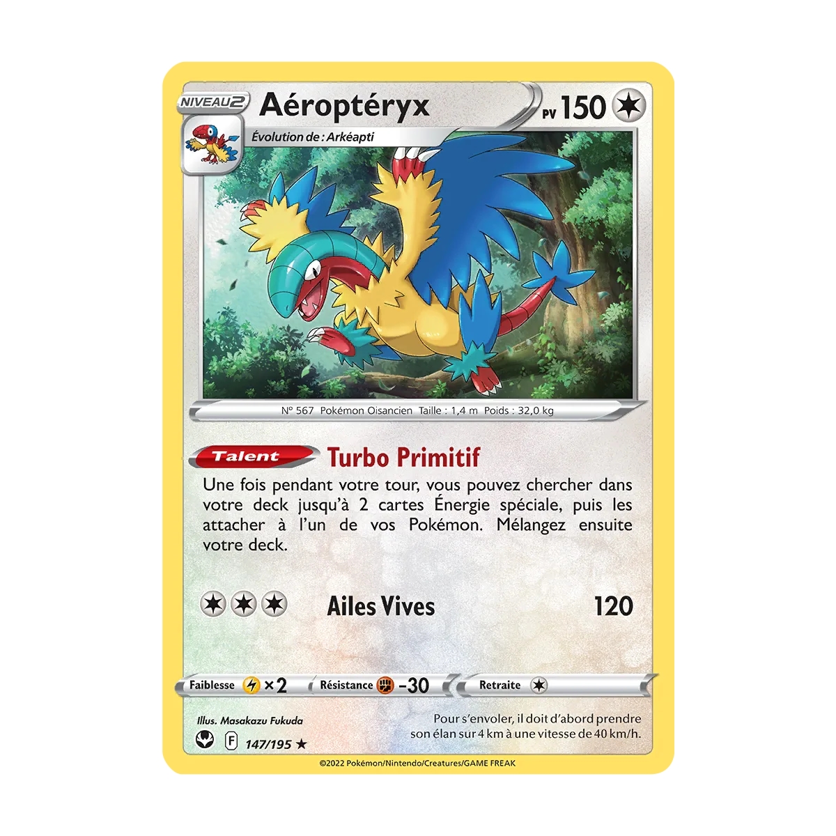 Aéroptéryx 147/195 rare de l'extension Pokémon Tempête Argentée