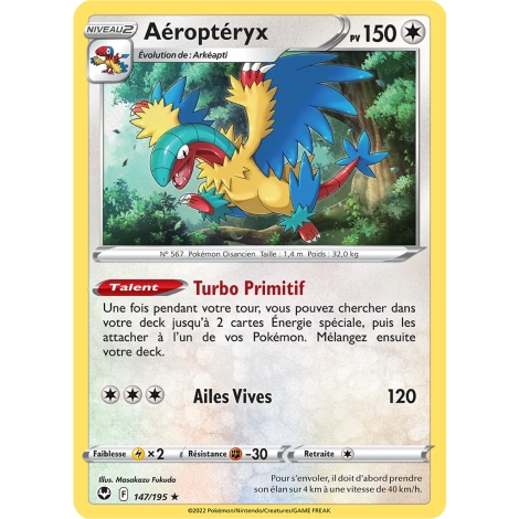 Aéroptéryx 147/195 rare de l'extension Pokémon Tempête Argentée